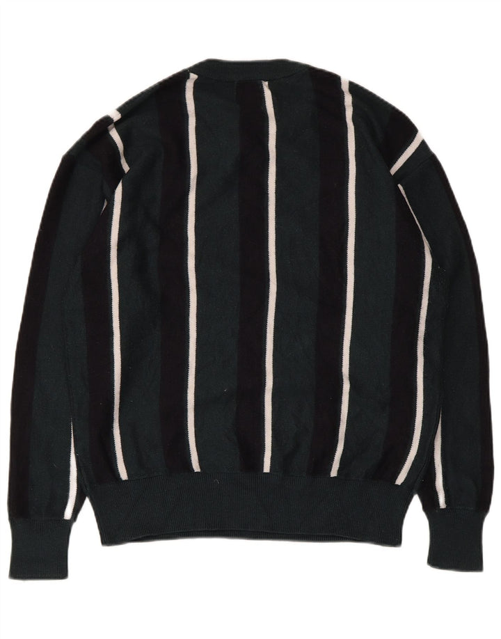 Zara Herre Crew Neck Jumper Sweater Medium Grøn Stribet