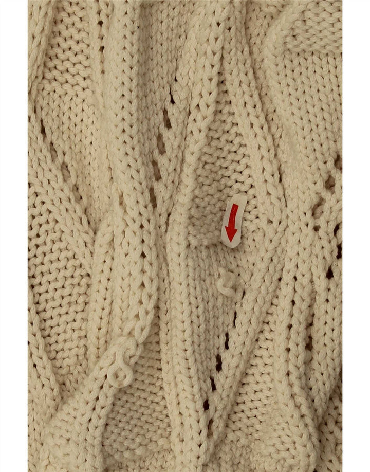 Zara Womens Cardigan Sweater UK 14 Medium Beige Cotton