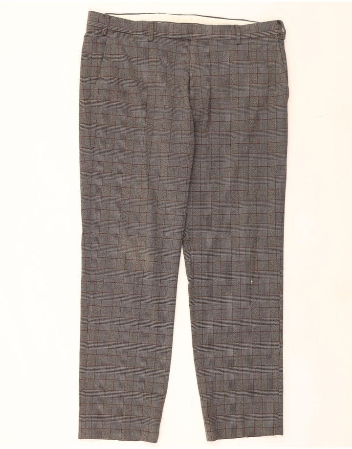Pantaloni da abito vestibilità regolare Marks & Spencer da uomo W38 L31 Poliestere a quadri grigi