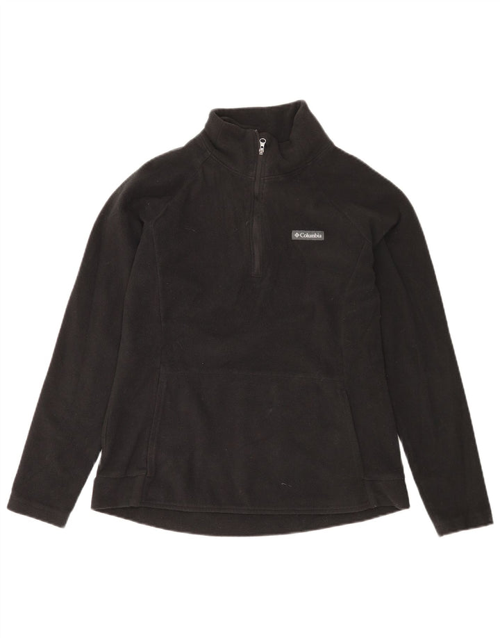 Columbia Womens Zip Neck Fleece Jumper UK 14 Large Black Polyester