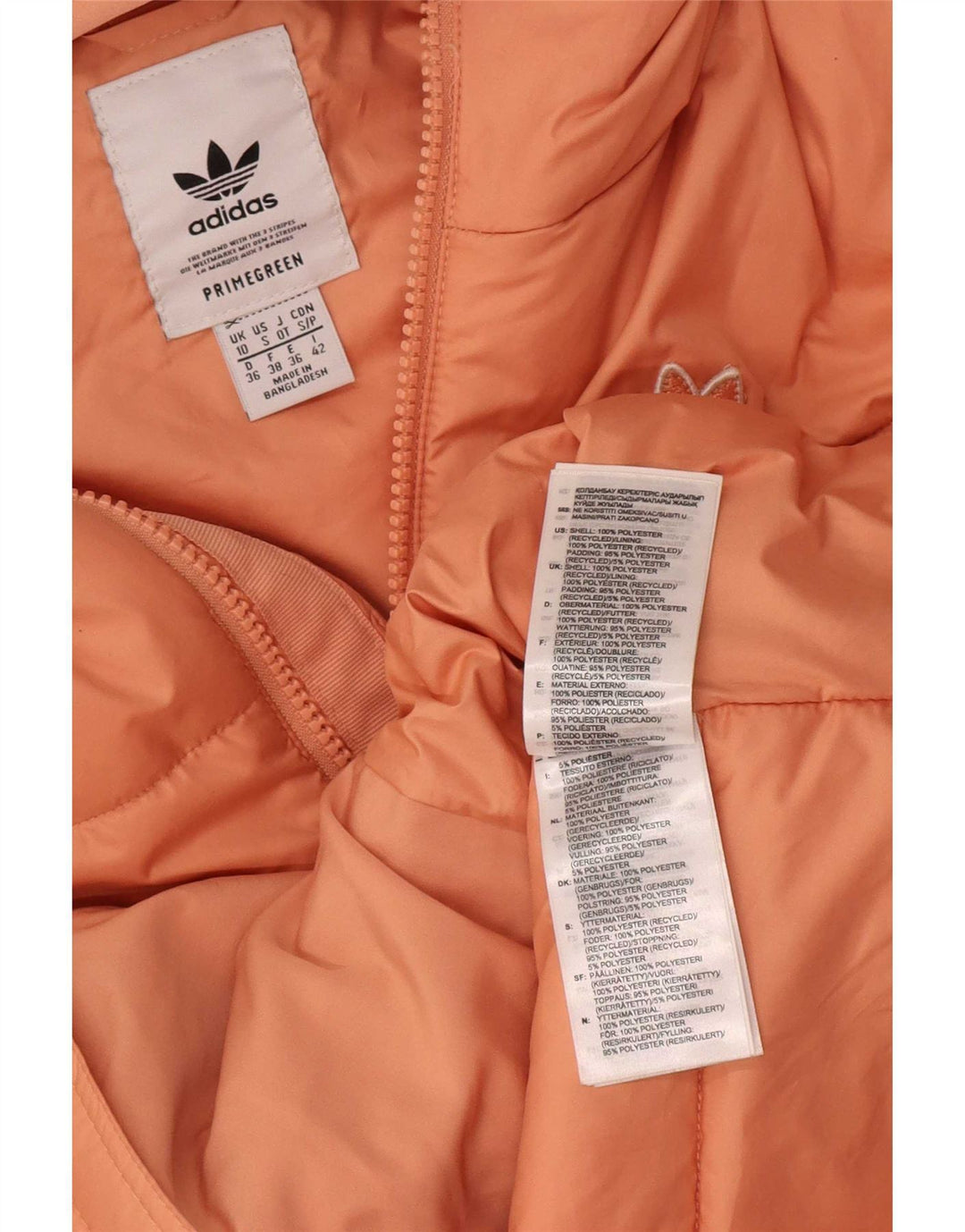 Adidas Giacca imbottita con cappuccio da donna UK 10 Small Pink Poliestere