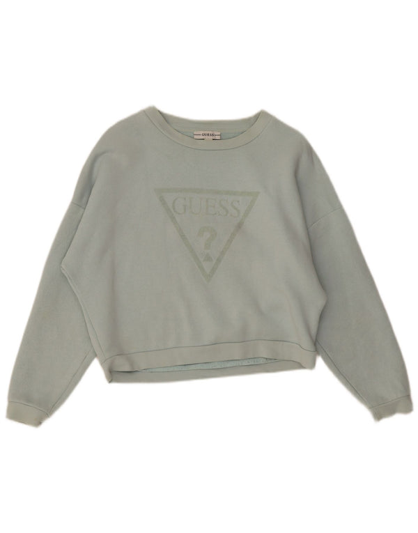 Guess Sweat-shirt graphique surdimensionné pour femme UK 6 XS Vert Coton