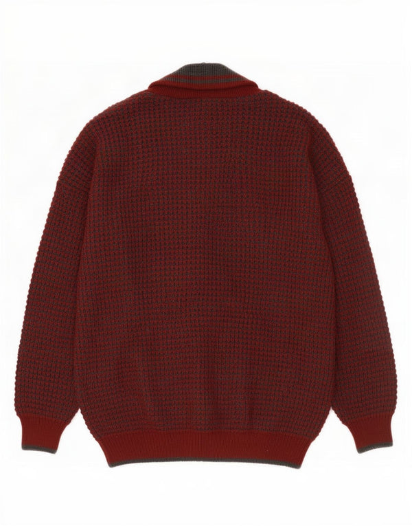 Vintage męski sweter kardigan IT 48/50 średnia bordowa wełna