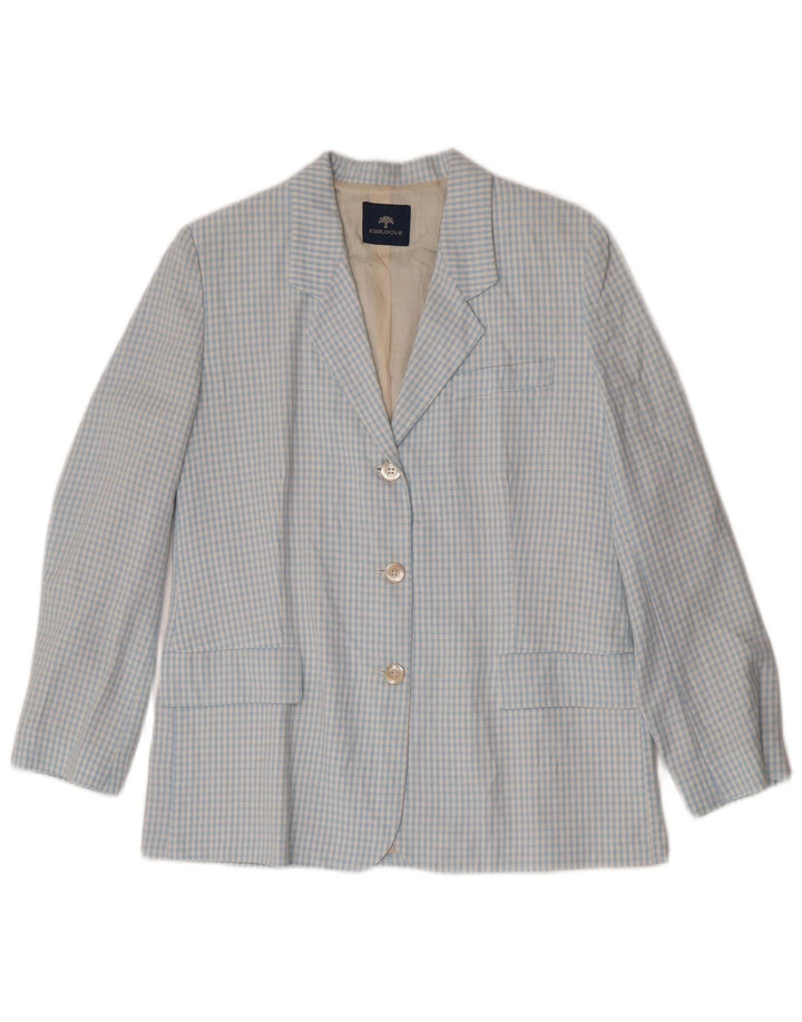 Vintage Kvinders 3-knap 2-delt sæt IT 46 Large Blue Gingham Viscose