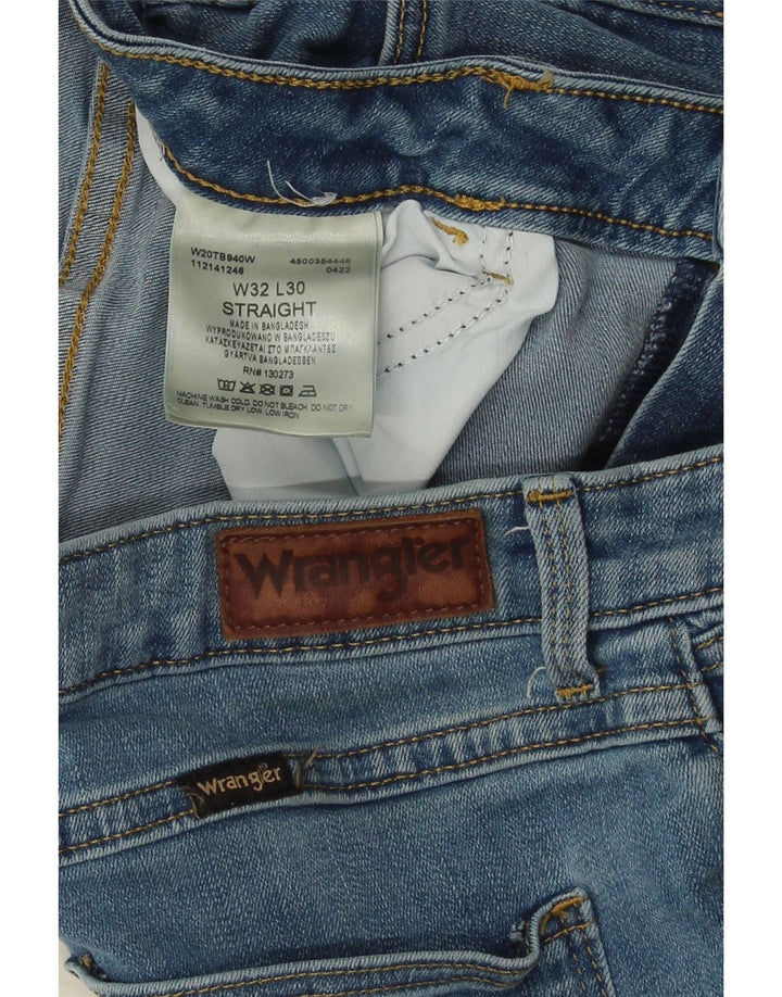 Wrangler Mens Straight Jeans  W32 L30 Blue Cotton