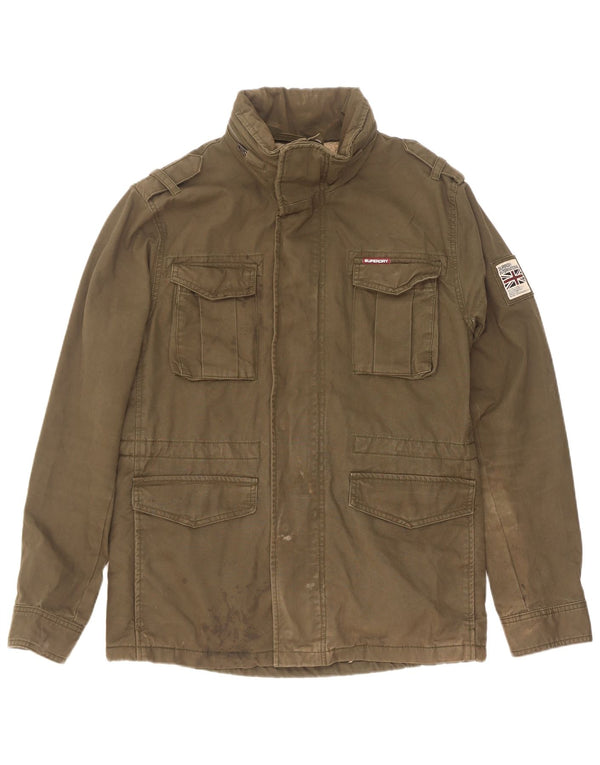Giacca militare Sherpa da uomo con cappuccio Superdry UK 40 Large in cotone kaki