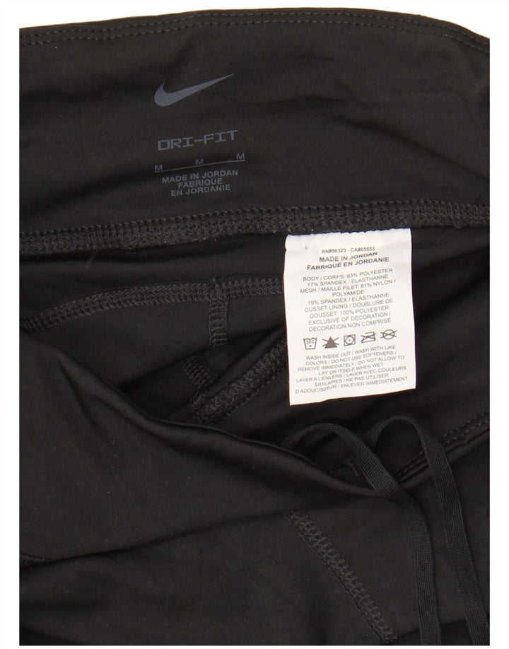 NIKE Womens Dri Fit Crop Leggings UK 12 Medium  Black Polyester