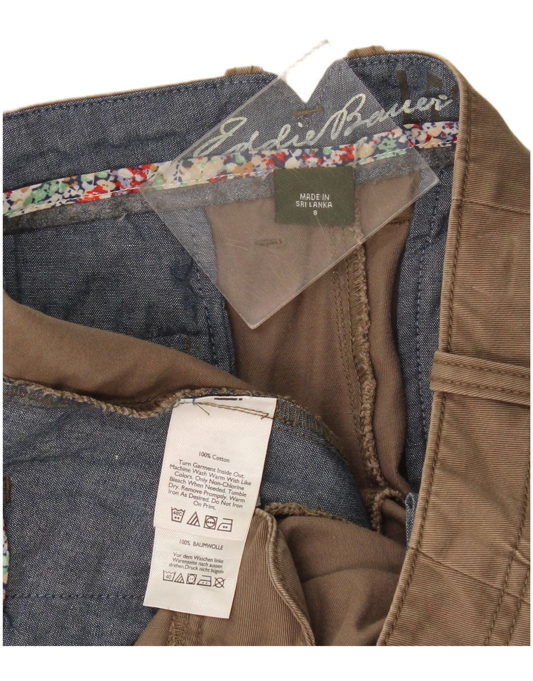 Eddie Bauer Womens Capri Trousers US 8 Medium W34 L23 Beige Cotton