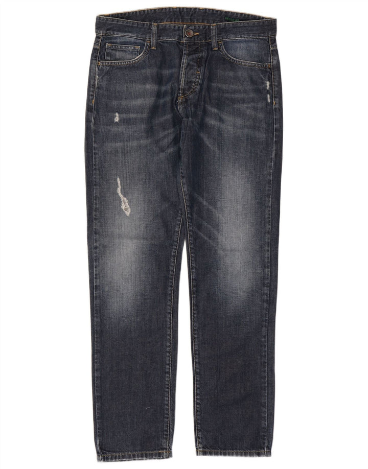 BENETTON Womens Straight Jeans W32 L30 Navy Blue Cotton