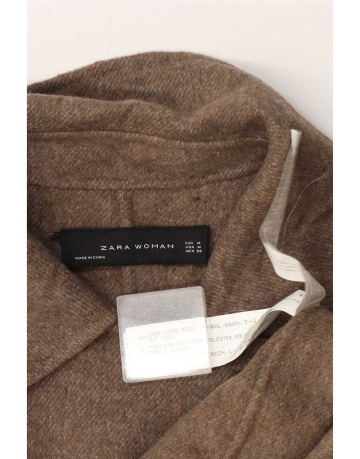 Zara Damen Mantel UK 14 Mittelbraune Wolle