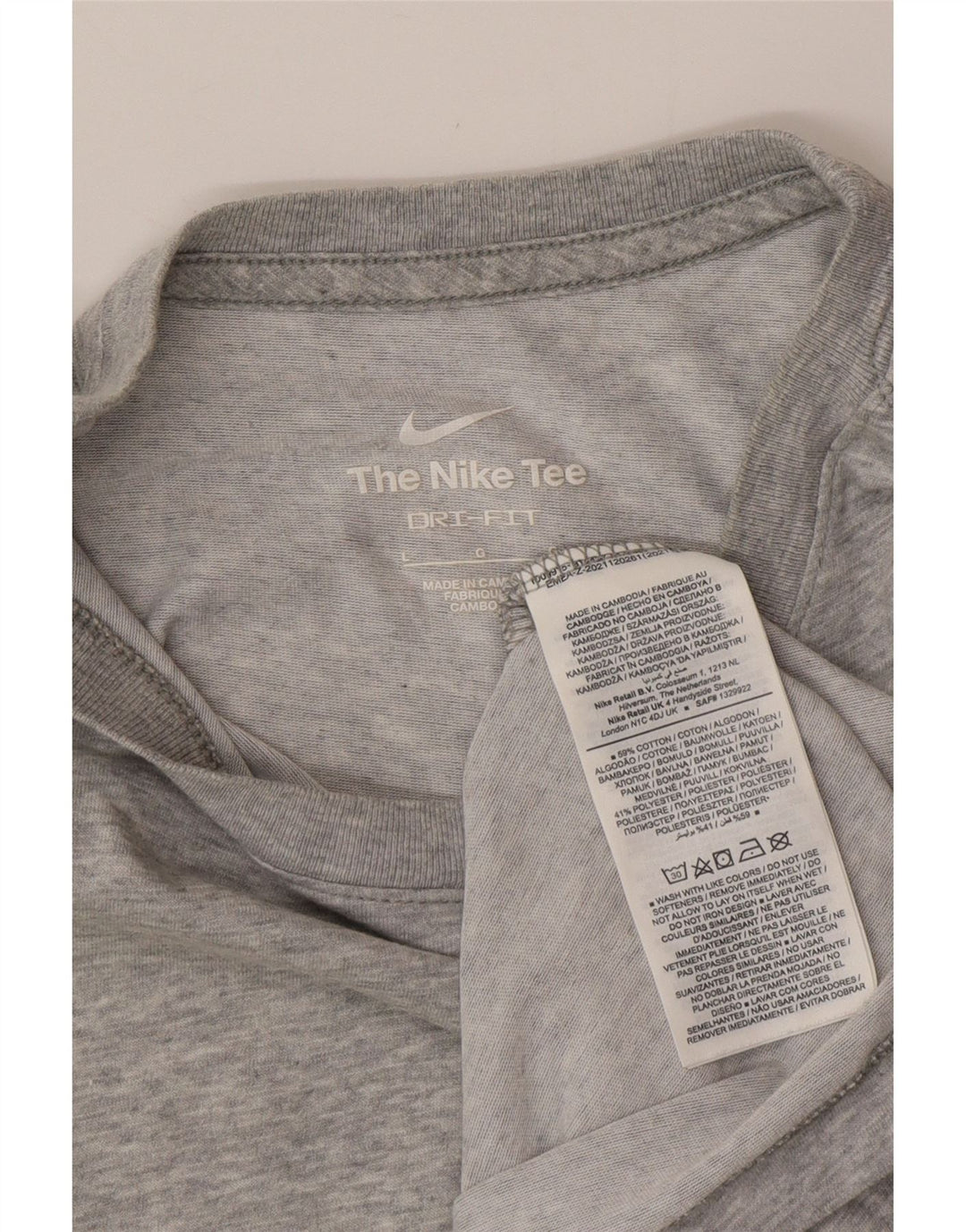 NIKE Mens Dri Fit T-Shirt Top Large Grey Cotton