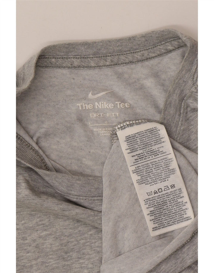 NIKE Mens Dri Fit T-Shirt Top Large Grey Cotton