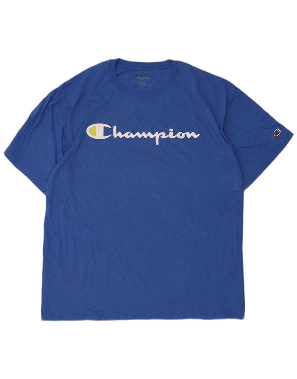 T-shirt grafica da uomo Champion Top XL in cotone blu