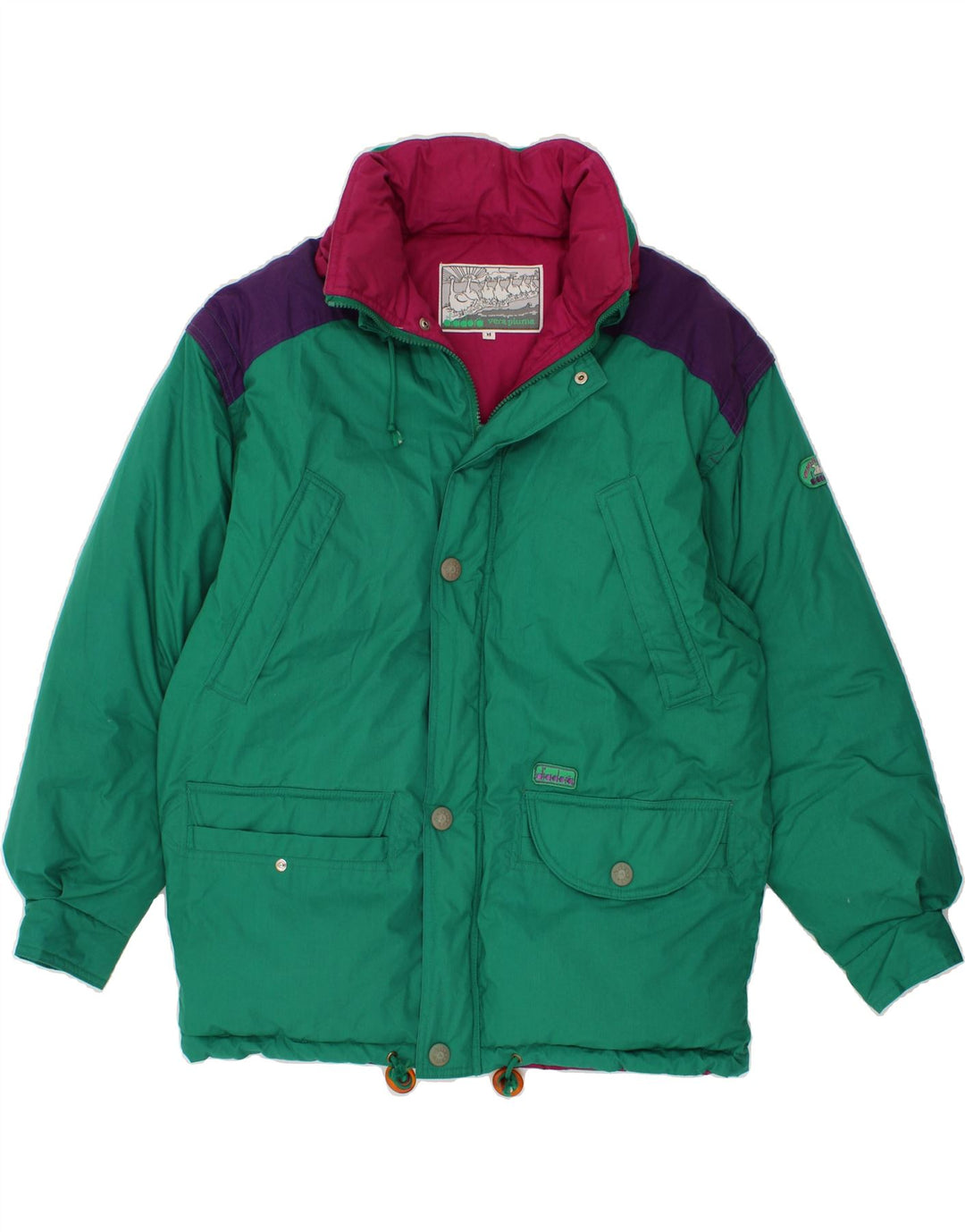 DIADORA Mens Padded Jacket UK 38 Medium Green Colourblock Polyester