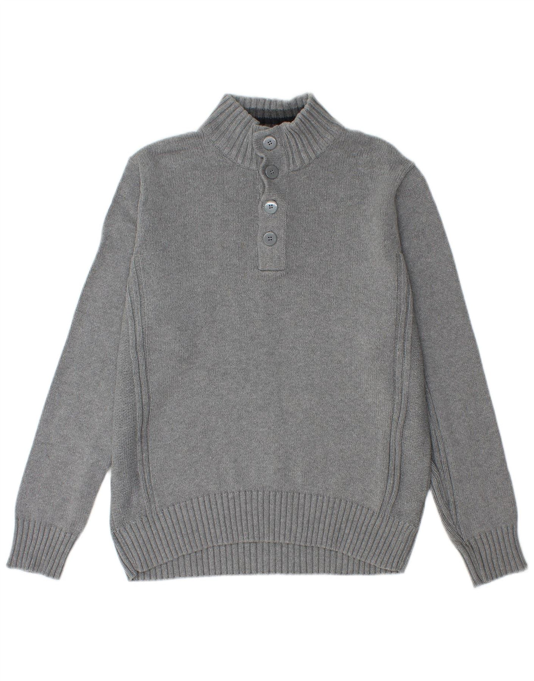 Marks & Spencer Pull Bleu Harbor Button Neck Jumper Homme Gris Moyen