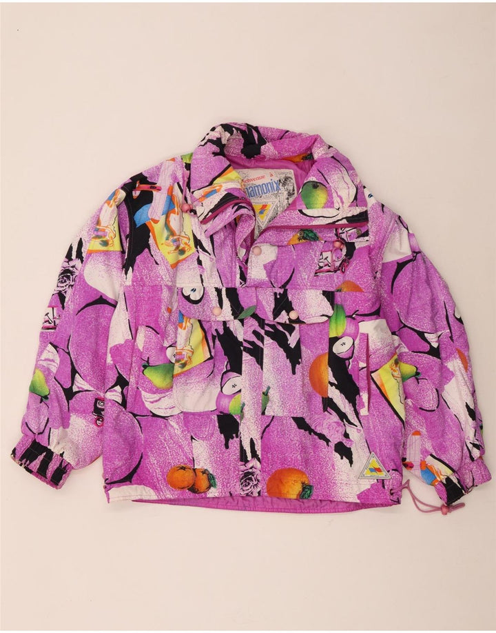 Chamonix Womens Abstract Pattern Oversized Anorak Jacket UK 10 Small Purple