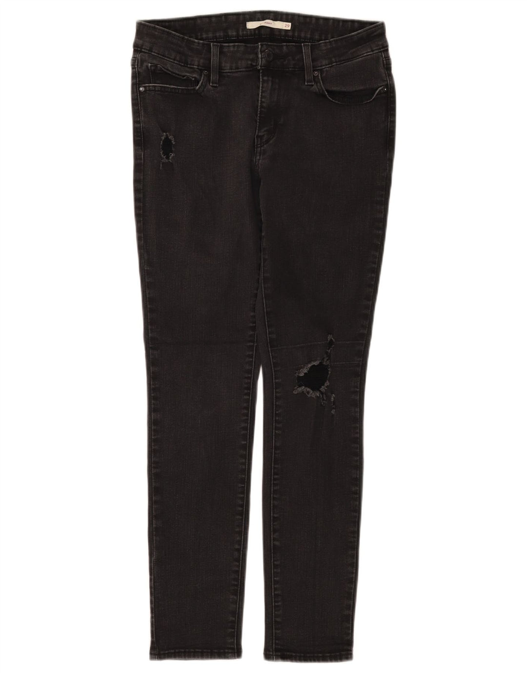LEVI'S Womens Distressed Skinny Jeans W29 L30 Black Cotton