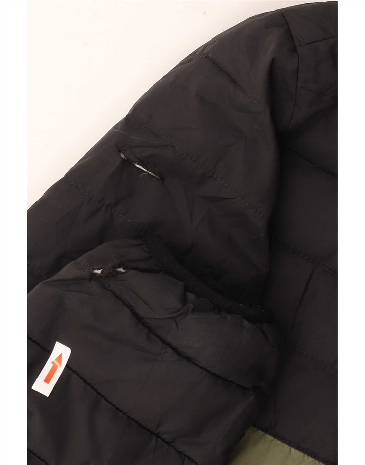Quiksilver Mens Hooded Padded Jacket UK 38 Medium Green Colourblock