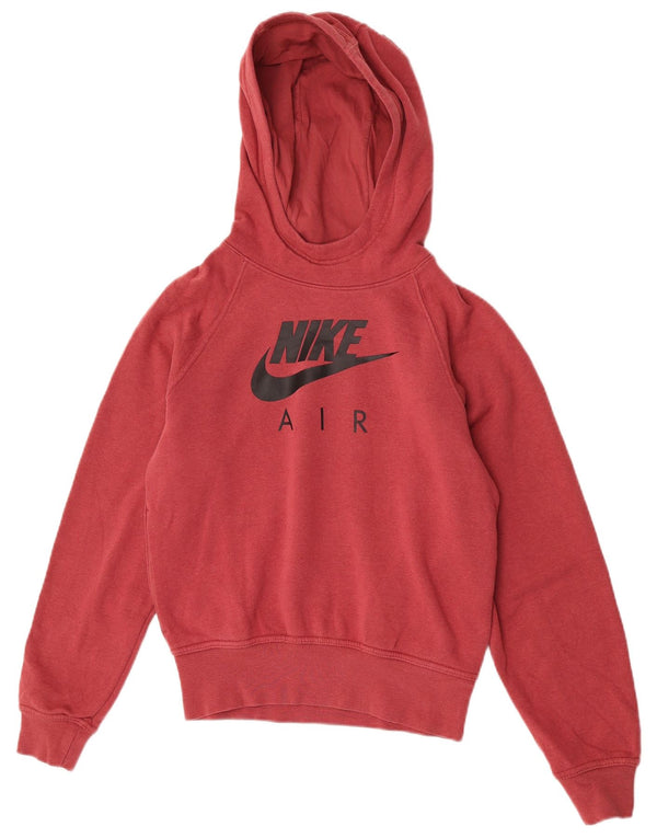 Nike Grafisk Oversized Hoodie Jumper til kvinder UK 6 XS Rød Colourblock Bomuld