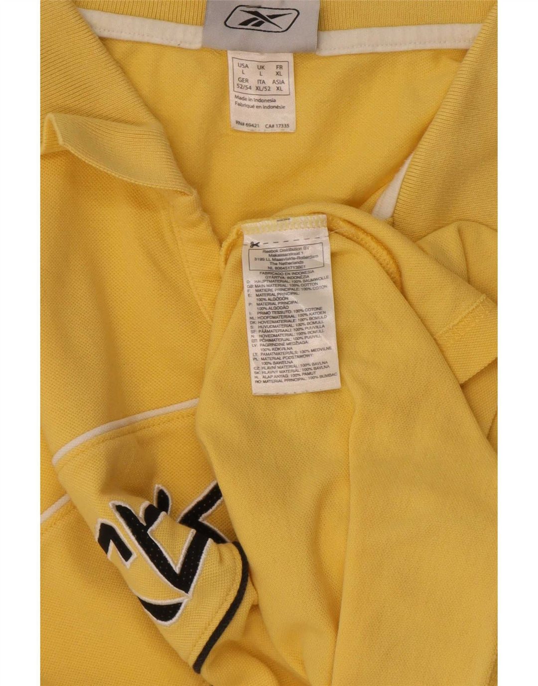 Polo grafica da uomo Reebok grande in cotone giallo