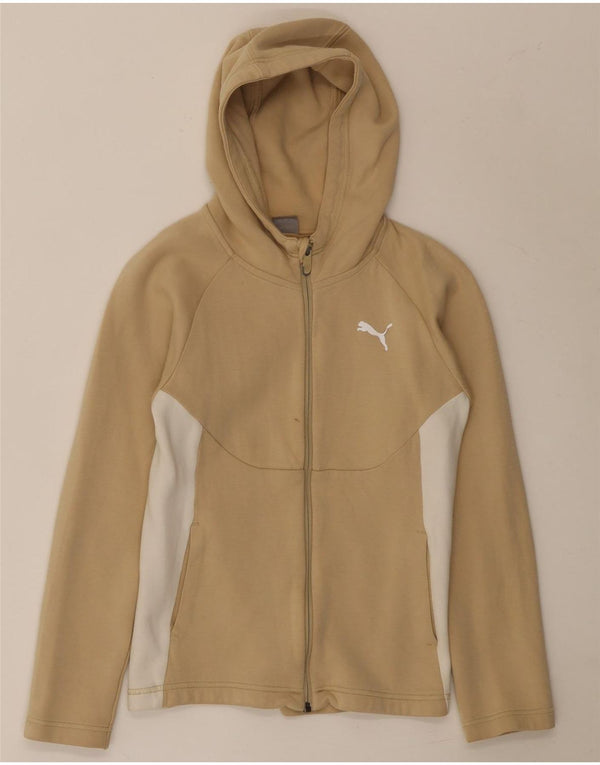 Puma Sweat à capuche zippé pour fille 11-12 ans Beige Colorblock