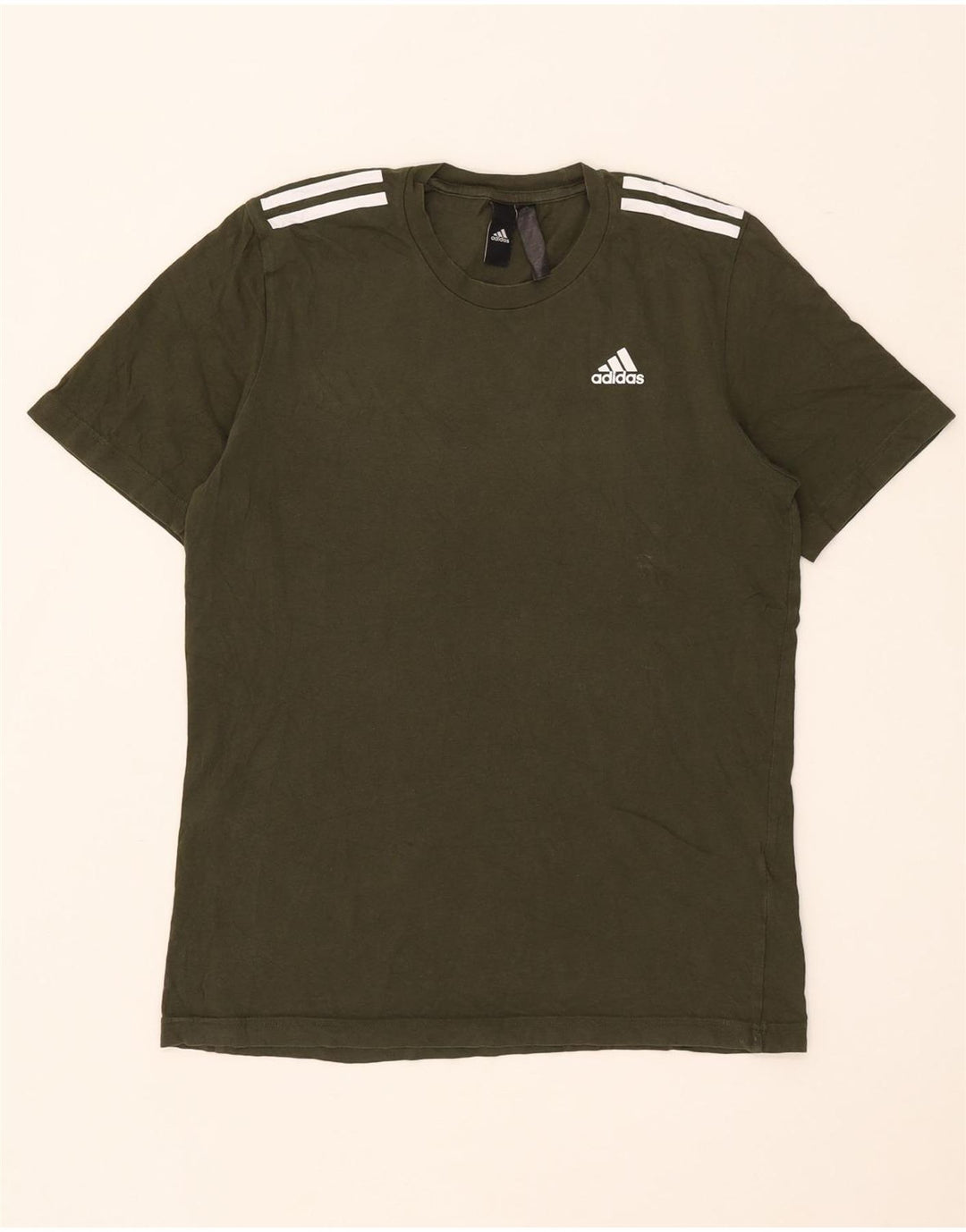 Adidas Mens T-Shirt Top Small Khaki Cotton