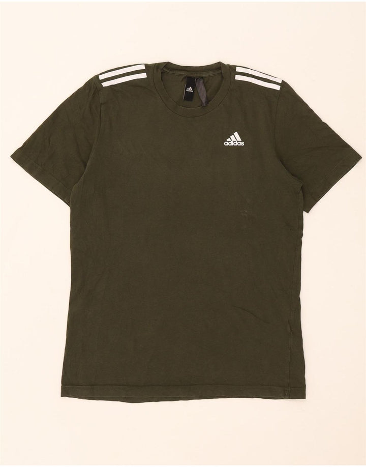 Adidas Mens T-Shirt Top Small Khaki Cotton