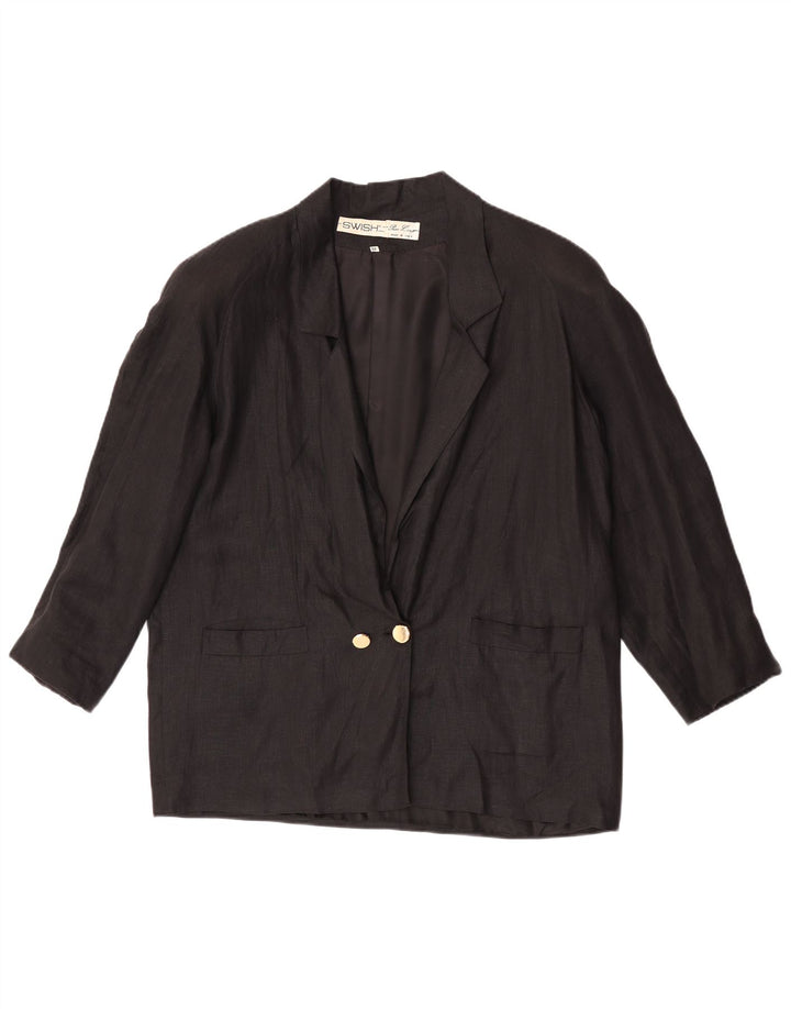 Zweireihiger, übergroßer Blazer für Damen von Swish, Gr. 14, Mittelschwarz