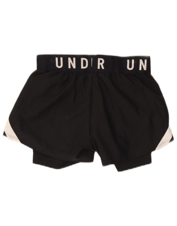 Under Armour Womens Graphic Sport Shorts UK 6 XS Black Colourblock