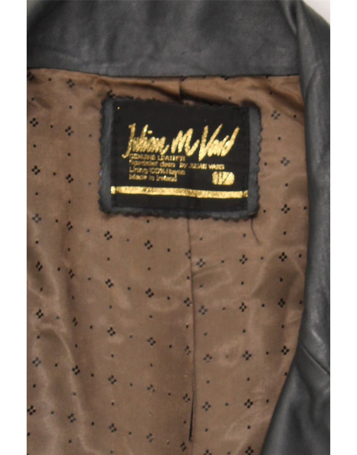 JULIAN VARD Womens Leather Jacket UK 14 Medium Black Leather Vintage Julian Vard and Second-Hand Julian Vard from Messina Hembry 