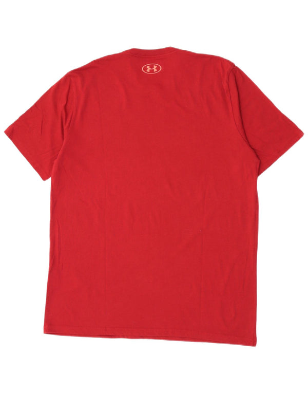 Under Armour Mens Heat Gear Graphic T-Shirt Top Large Burgundy Cotton