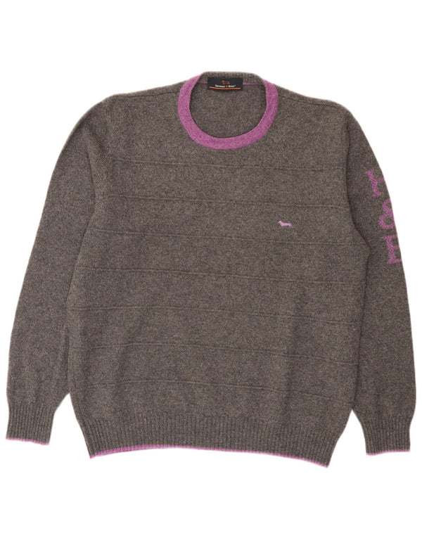 Harmont & Blaine Womens Crew Neck Jumper Sweater UK 20 2XL Grey Colourblock