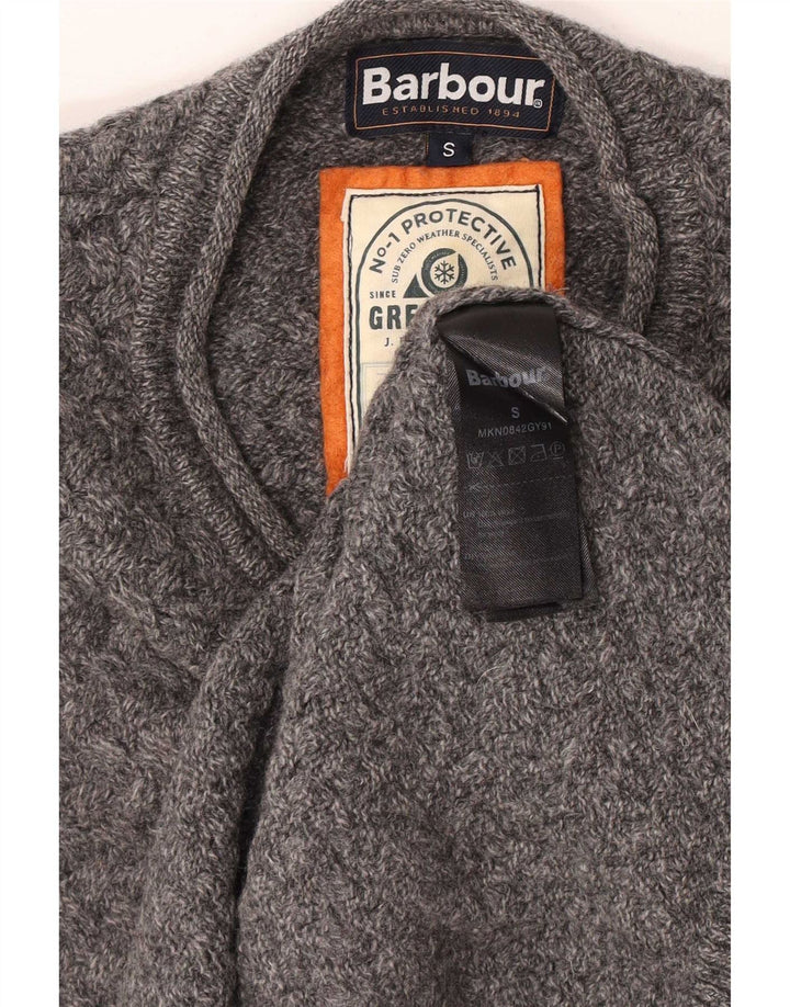 Barbour Uomo Girocollo Maglione Maglione Piccolo Grigio Lana