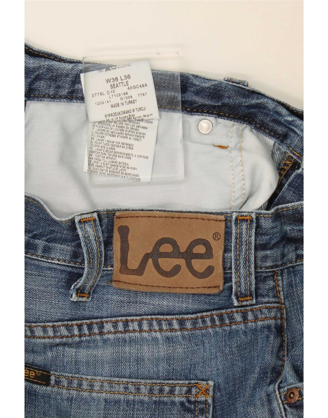Lee Mens Seattle Straight Jeans W38 L30 Blue Cotton