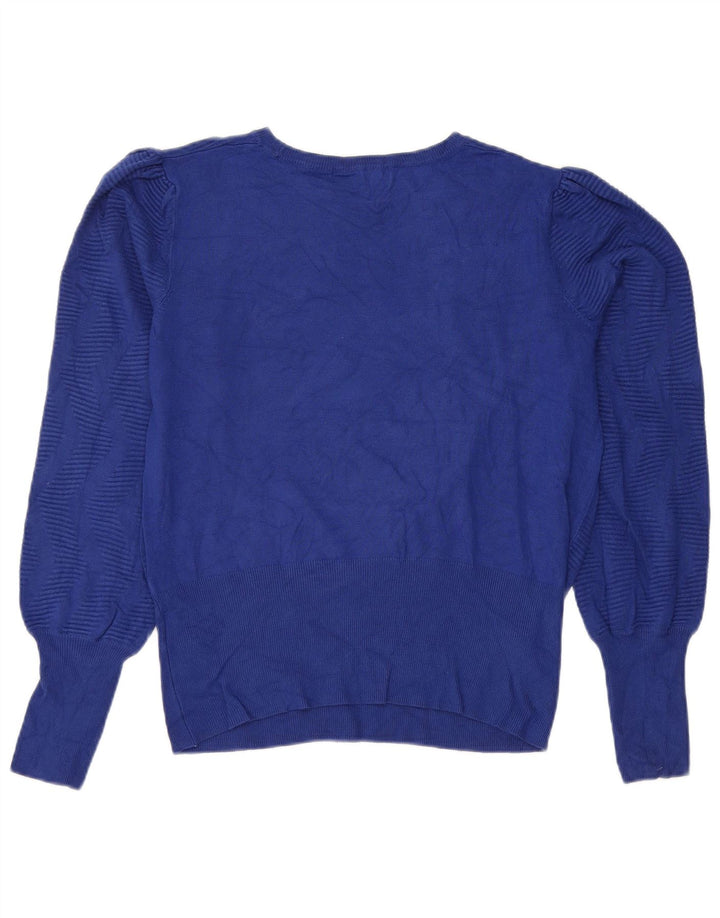 Marks & Spencer Womens Crop Boat Neck Jumper Sweater UK 14 Medium Blue