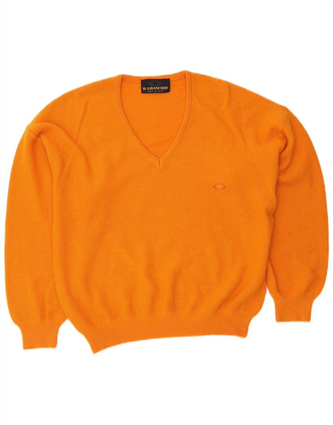 Il Granchio Mens V-Neck Jumper Sweater Medium Orange