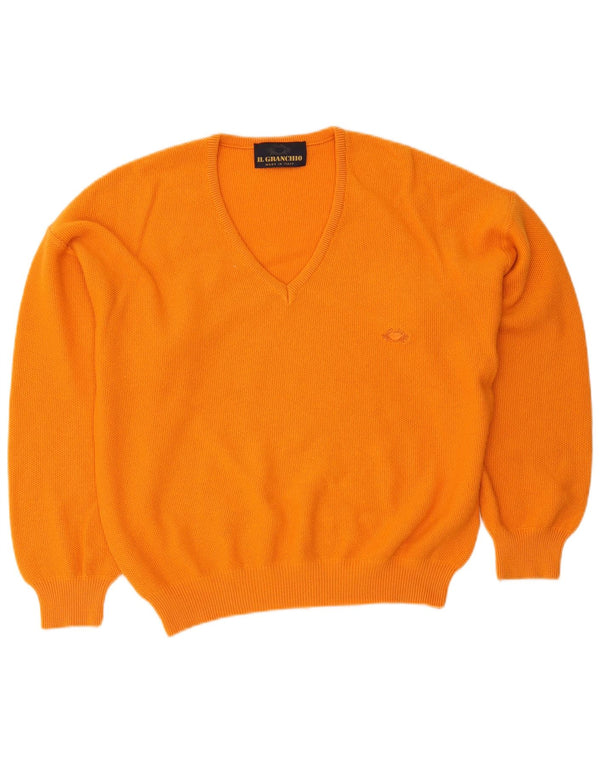 Il Granchio Mens V-Neck Jumper Sweater Medium Orange