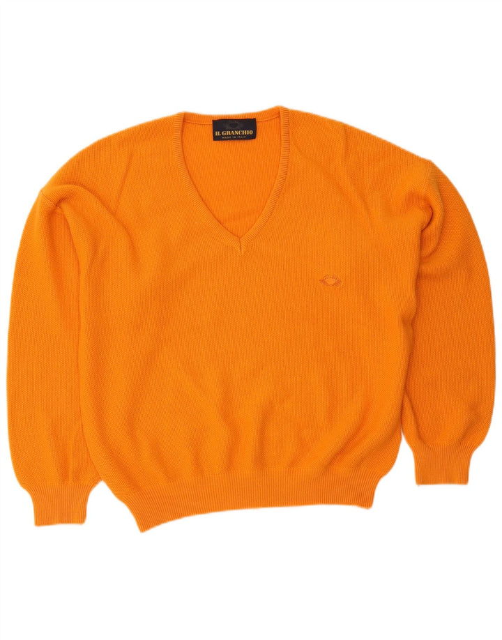 Il Granchio Mens V-Neck Jumper Sweater Medium Orange