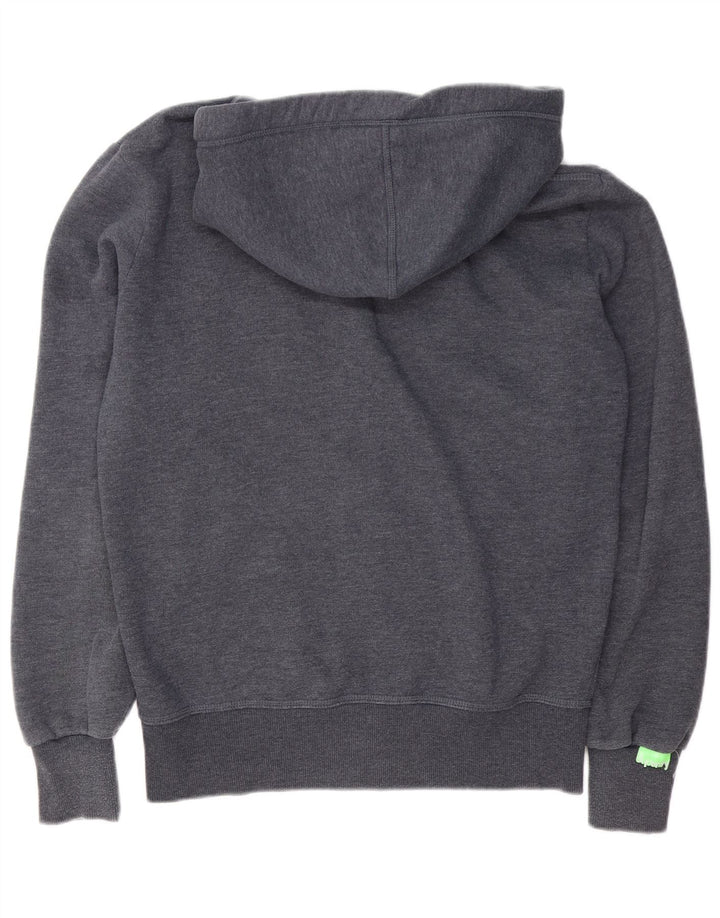 Superdry Herren-Kapuzenpullover mit Reißverschluss aus mittelgrauer Baumwolle