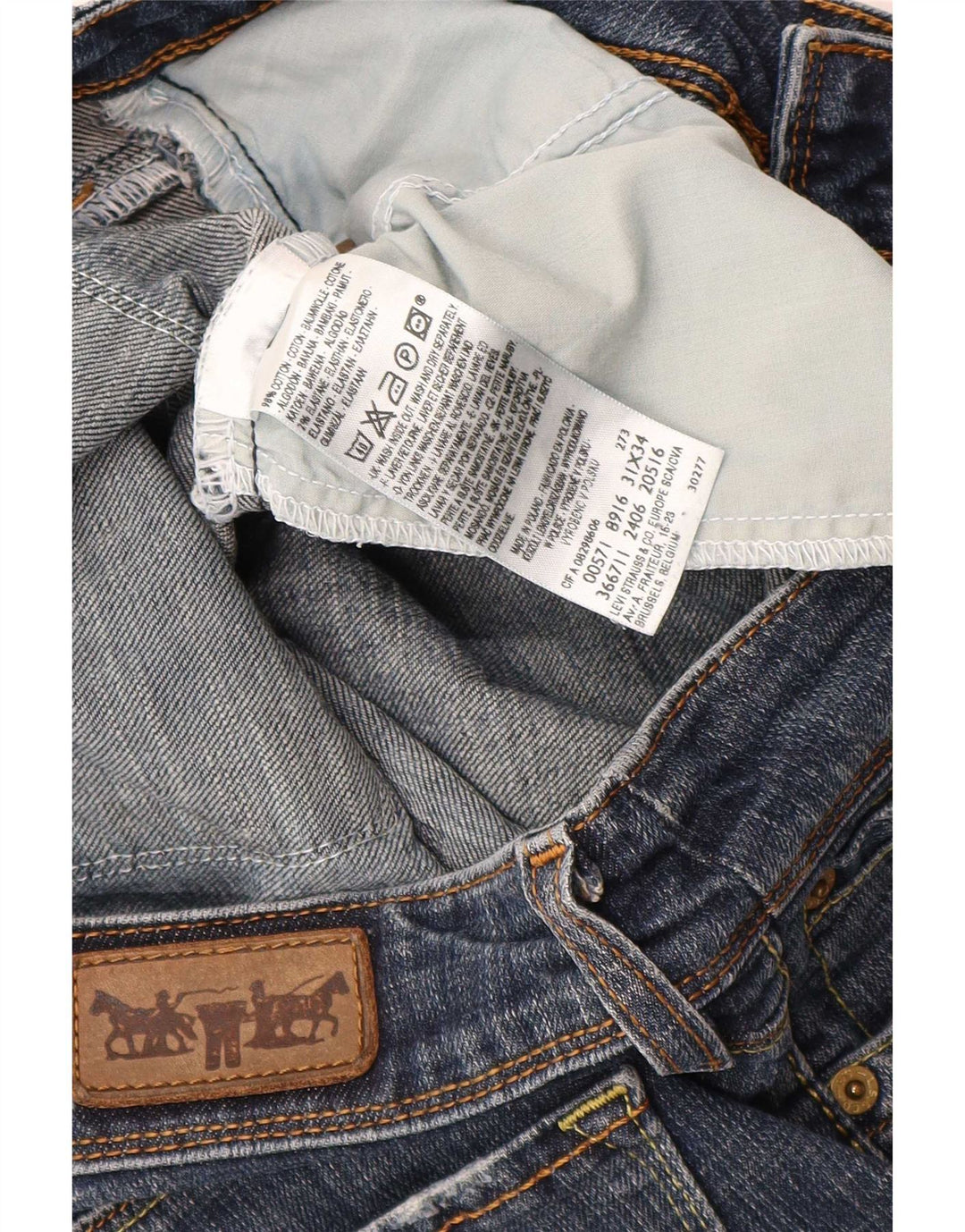 Levi's Mens 571 Slim Jeans W31 L34 Blue Cotton