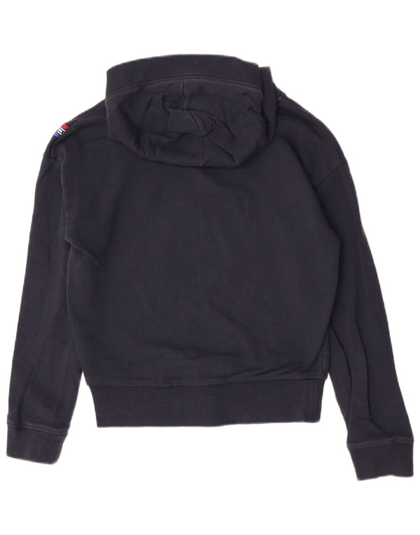 Maglione con cappuccio grafico da donna Tommy Hilfiger UK 10 piccolo cotone blu navy