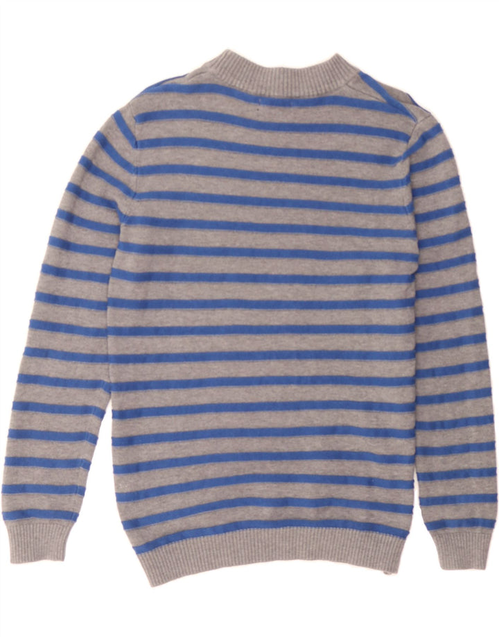 JACK & JONES Mens Crew Neck Jumper Sweater Medium Grey Striped Acrylic Vintage Jack & Jones and Second-Hand Jack & Jones from Messina Hembry 