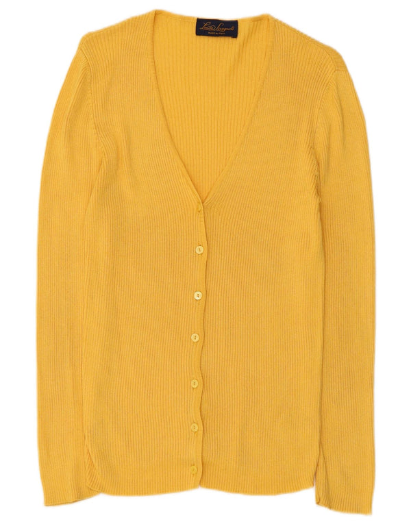Luisa Spagnoli Damen Strickjacke Pullover UK 8 Small Gelbe Baumwolle