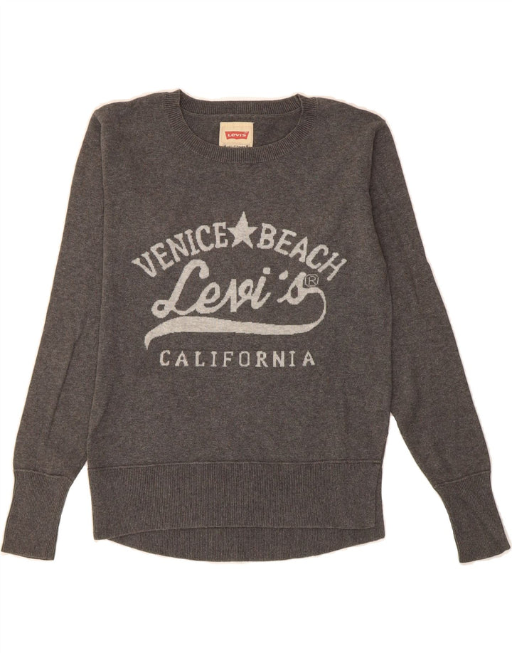 LEVI'S Girls Graphic Sweatshirt Jumper 13-14 Years Grey Cotton Vintage Levi's and Second-Hand Levi's from Messina Hembry 