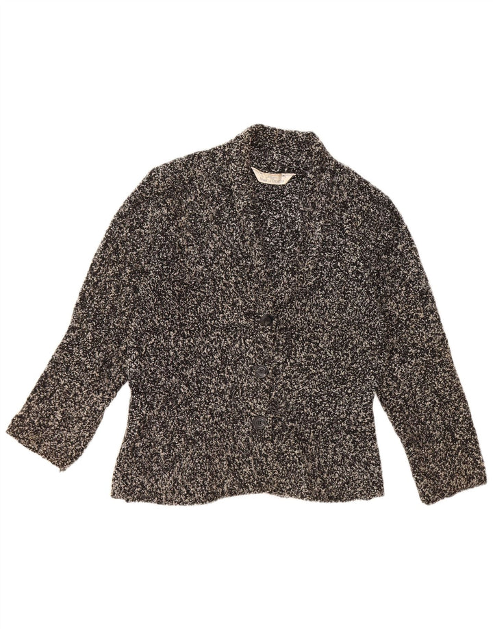 MARKS & SPENCER Womens Cardigan Sweater UK 12 Medium Black Flecked Acrylic