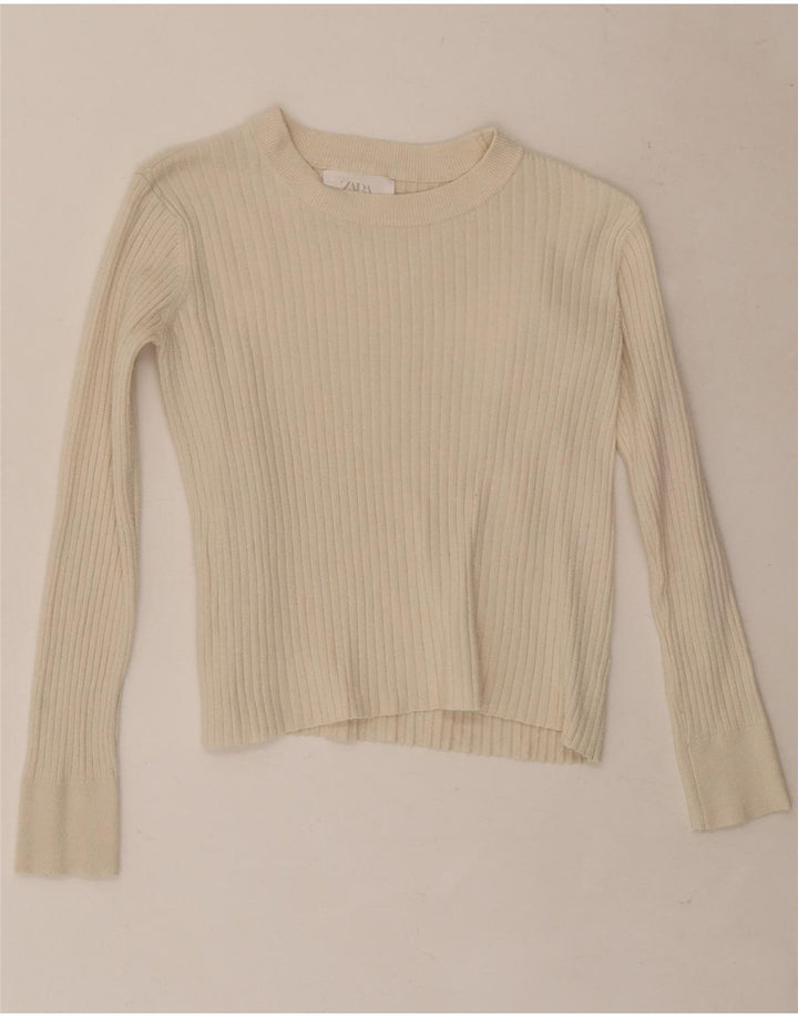Zara Girls Top Long Sleeve 13-14 Years Off White