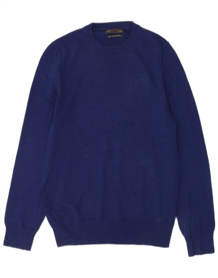 Marks & Spencer Mens Crew Neck Jumper Sweater Small Blue Cotton