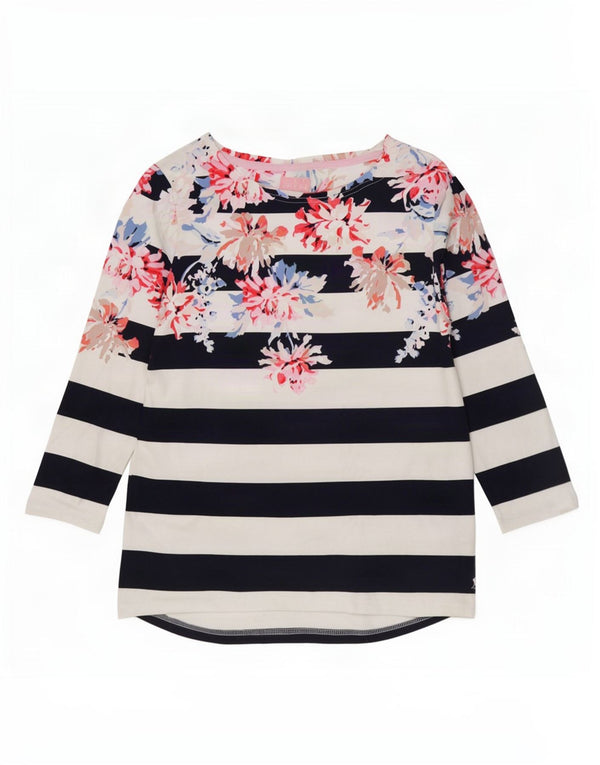 Joules Womens Top 3/4 Sleeve UK 14 Medium White Floral Cotton