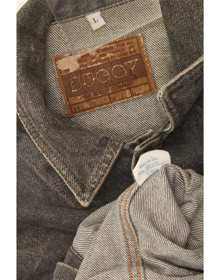 Vintage Mens Denim Jacket UK 40 Large Grey Cotton