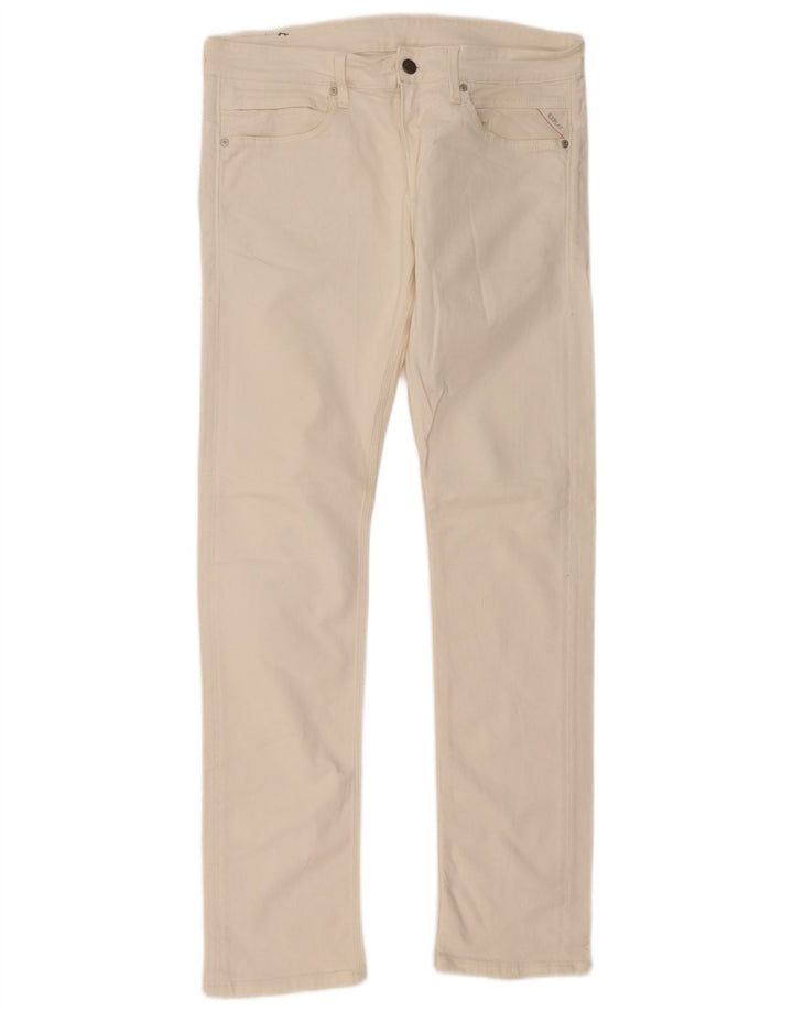 REPLAY Womens Slim Jeans W33 L34 White Cotton
